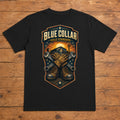 Blue Collar Gold Standard black blue collar country T-shirt flat lay with large back print