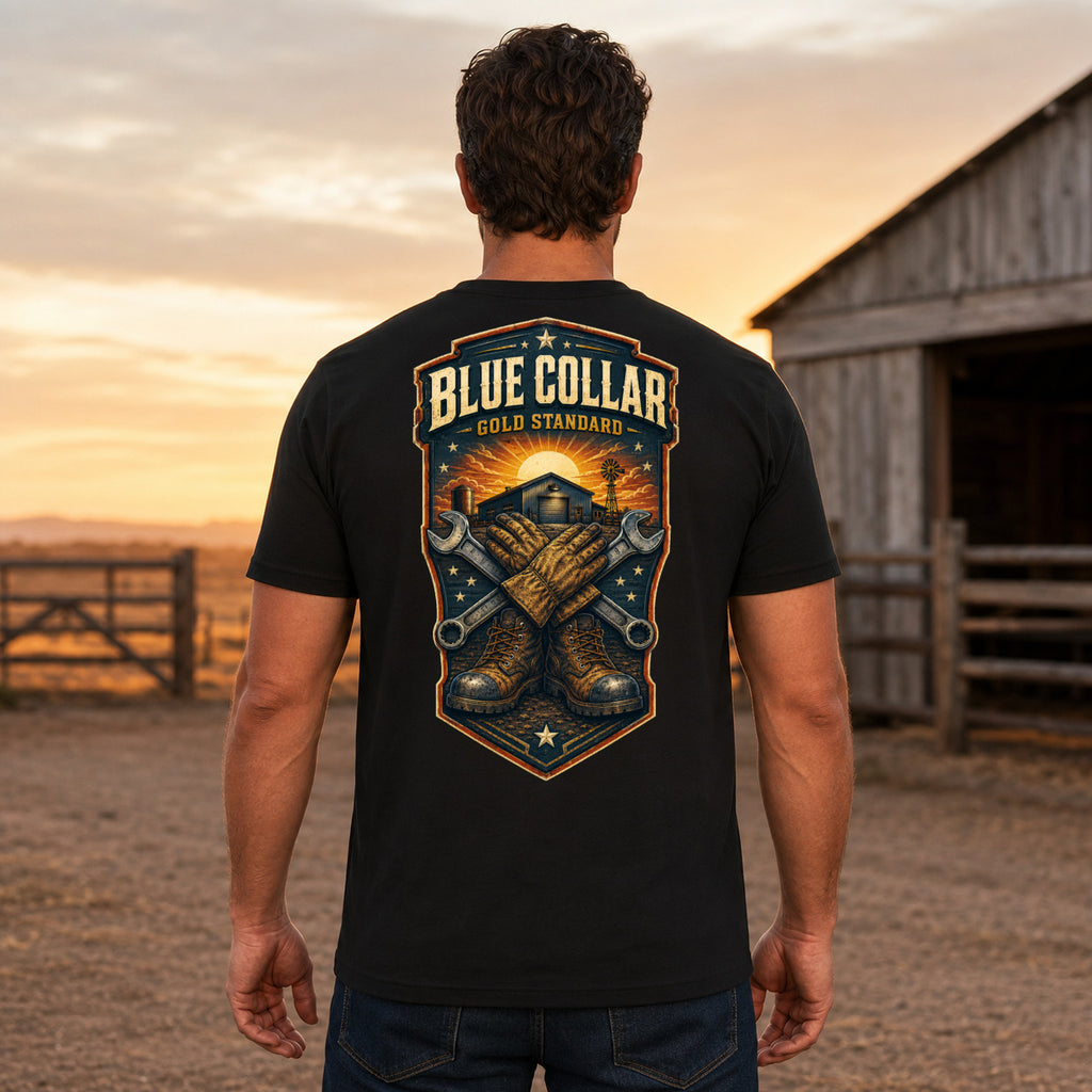 Blue Collar Gold Standard country T-shirt men's back fit