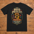 Brad Paisley American Saturday Night black DTF T-shirt flat lay with large back print