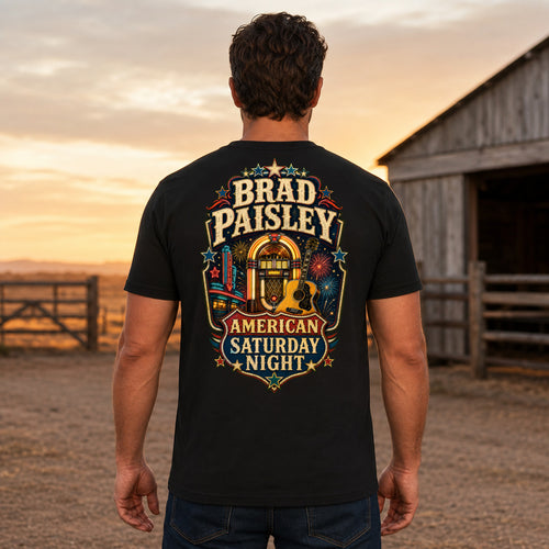 Brad Paisley American Saturday Night country music T-shirt men’s back fit