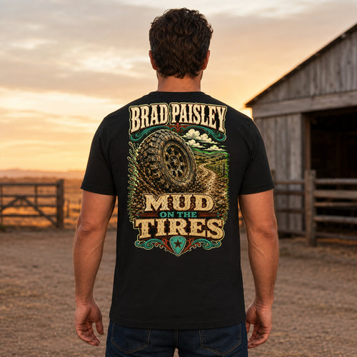 Brad Paisley Mud on the Tires country music T-shirt men’s back fit