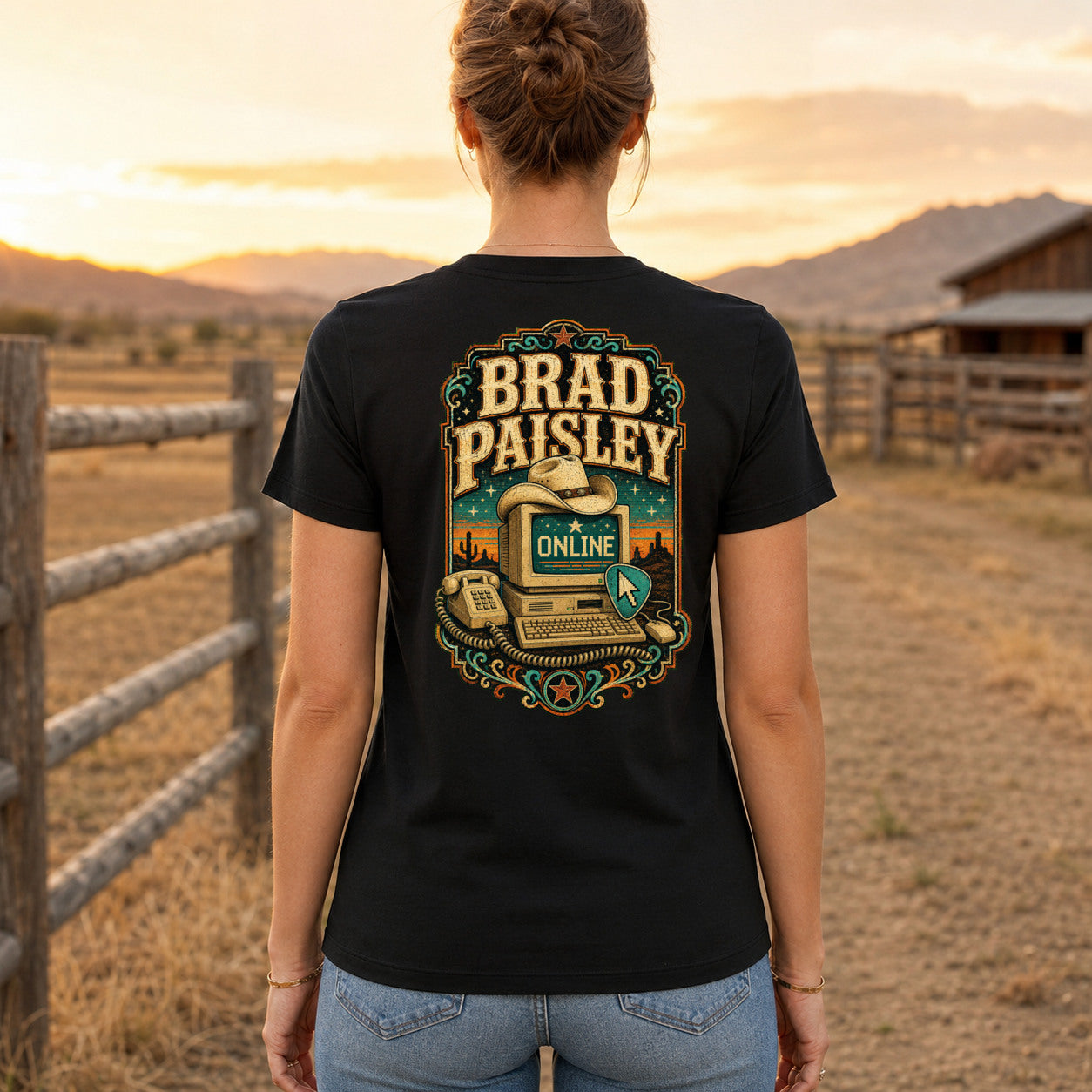 Brad Paisley Online country music T-shirt women’s back fit