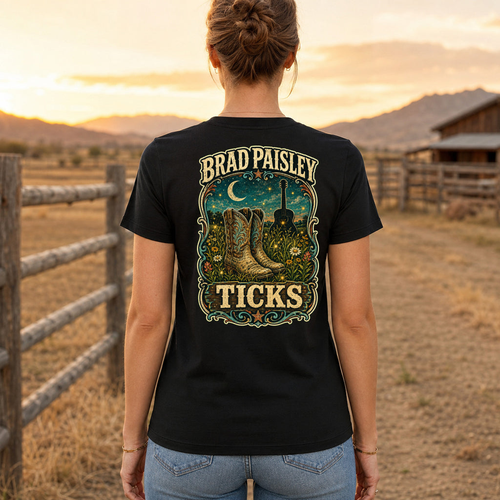 Brad Paisley Ticks country music T-shirt women’s back fit