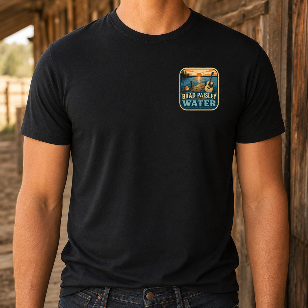 Brad Paisley Water matching front left-chest DTF print close-up