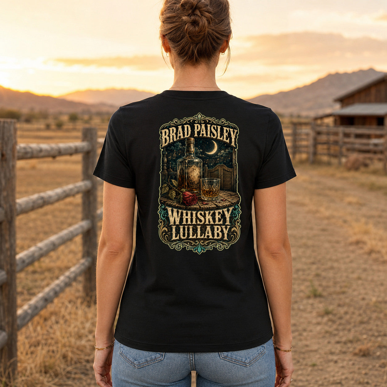 Brad Paisley Whiskey Lullaby country music T-shirt women’s back fit