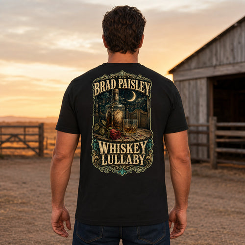 Brad Paisley Whiskey Lullaby country music T-shirt men’s back fit