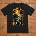 Brooks & Dunn Believe Premium DTF T-Shirt flat lay showing large back print