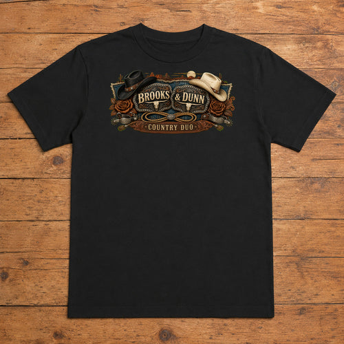Brooks & Dunn Born This Legacy Premium DTF T-Shirt flat lay showing large back print
