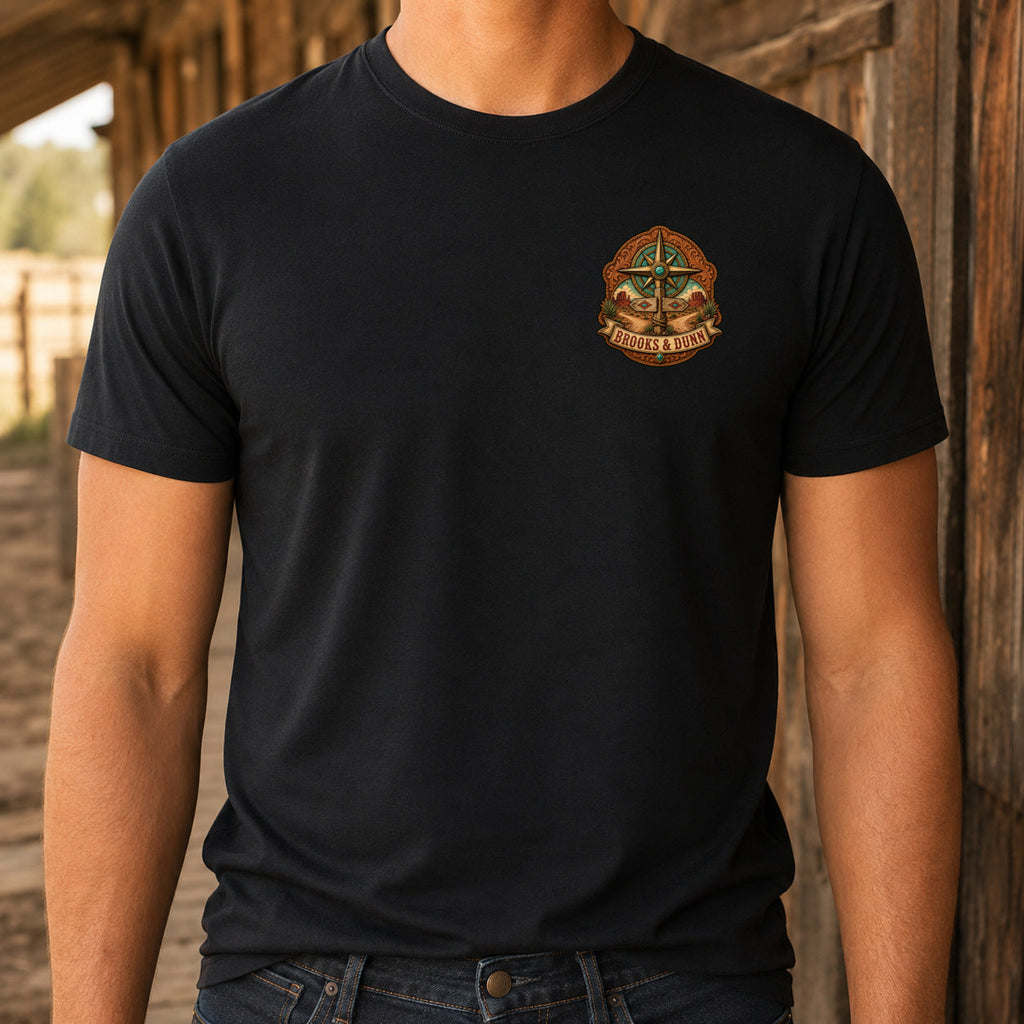 Brooks & Dunn Lost and Found Premium DTF T-Shirt matching front left-chest print close-up