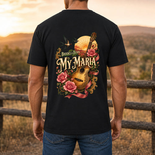 Brooks & Dunn My Maria Premium DTF T-Shirt men’s back fit showing DTF print