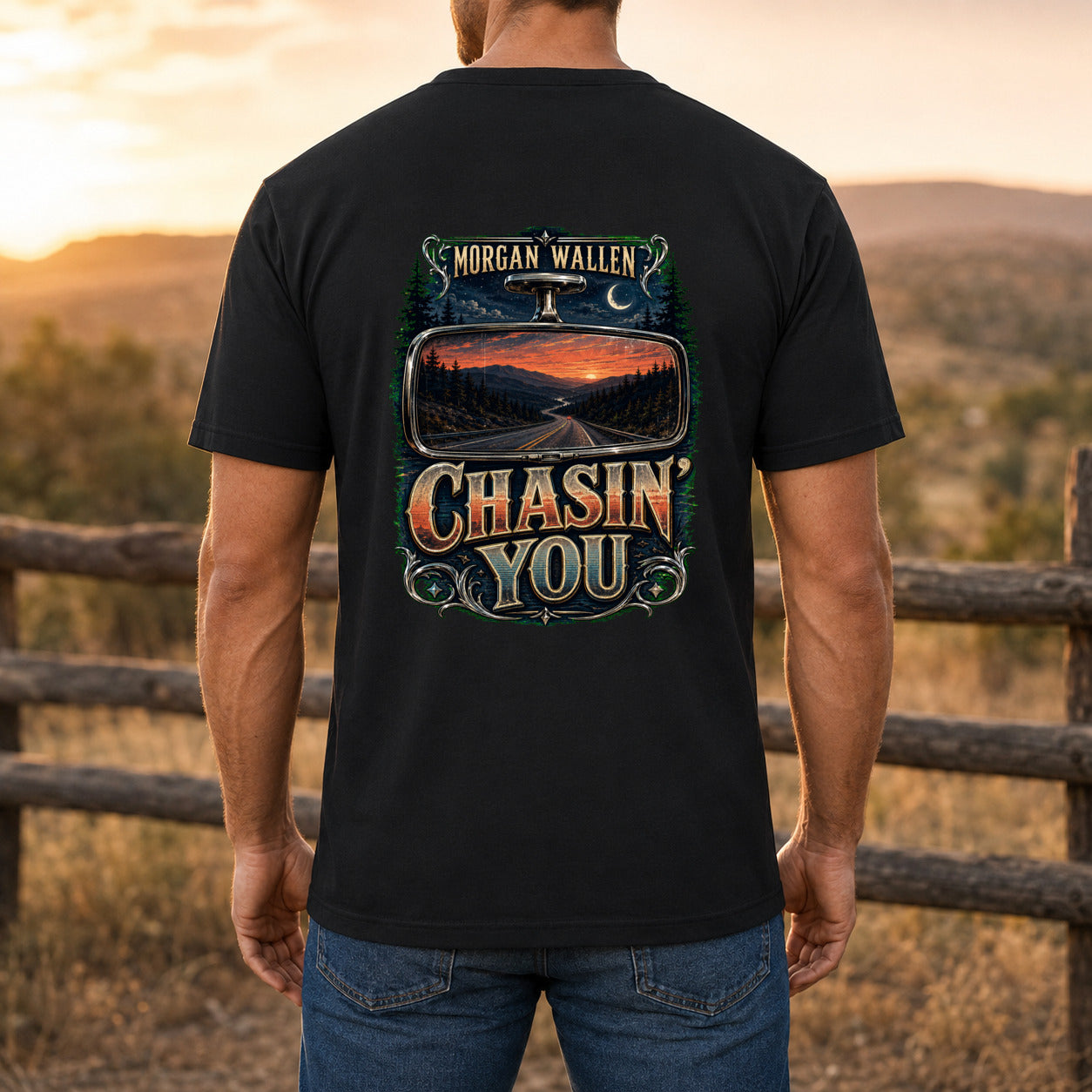 Morgan Wallen Chasin’ You Premium DTF T-Shirt men’s back fit showing DTF print