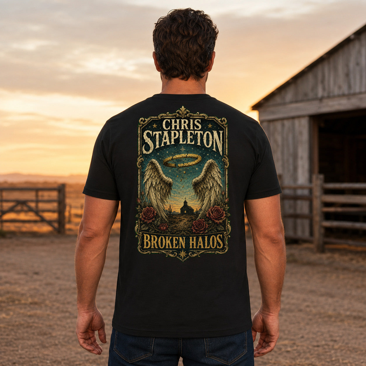 Chris Stapleton Broken Halos country music T-shirt men’s back fit