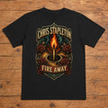 Chris Stapleton Fire Away black DTF T-shirt flat lay with large back print