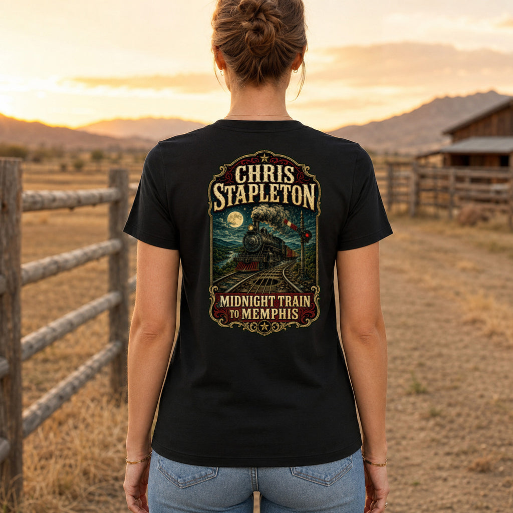 Chris Stapleton Midnight Train to Memphis country music T-shirt women’s back fit