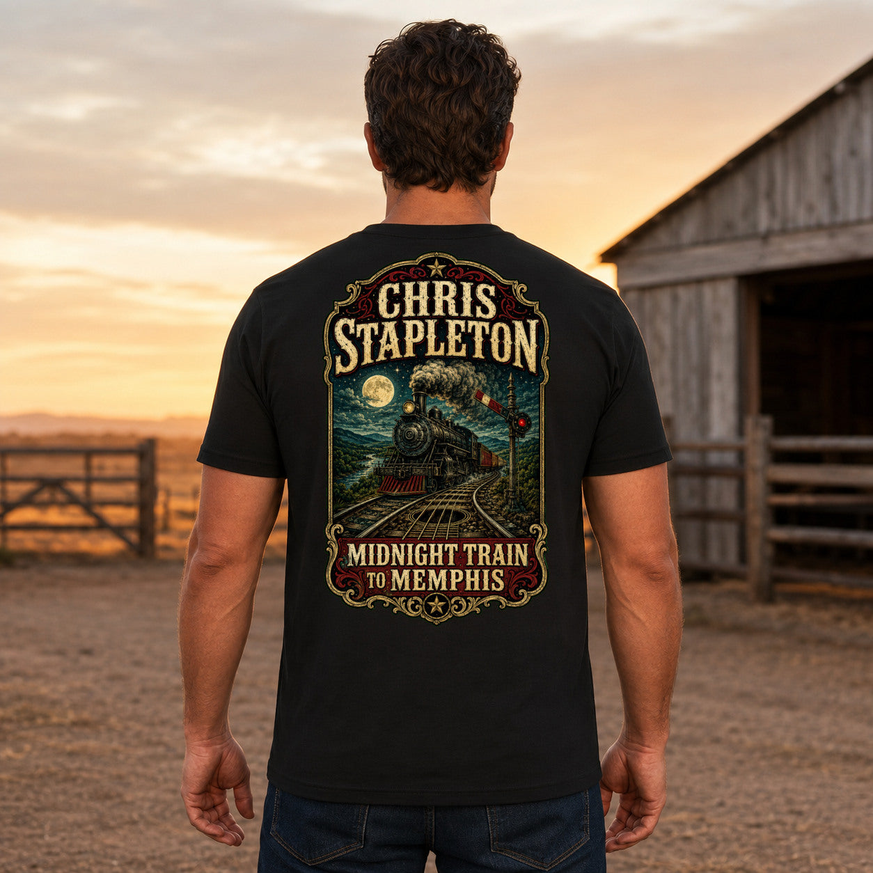 Chris Stapleton Midnight Train to Memphis country music T-shirt men’s back fit