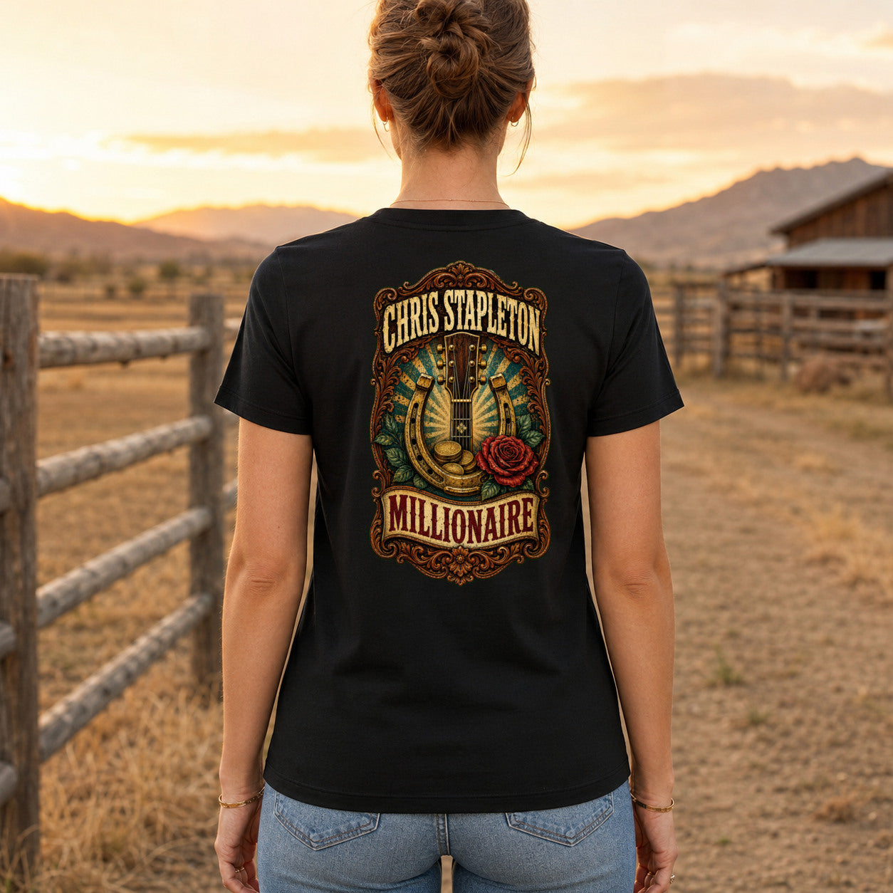 Chris Stapleton Millionaire country music T-shirt women’s back fit