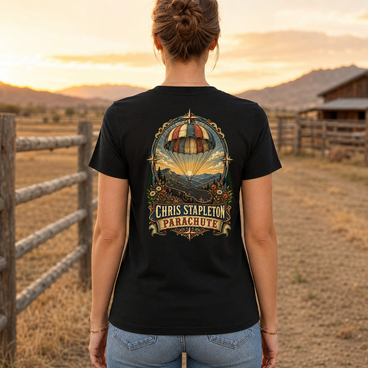 Chris Stapleton Parachute country music T-shirt women’s back fit