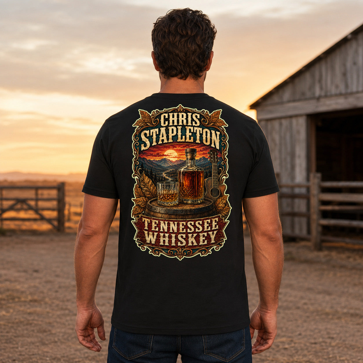 Chris Stapleton Tennessee Whiskey country music T-shirt men’s back fit