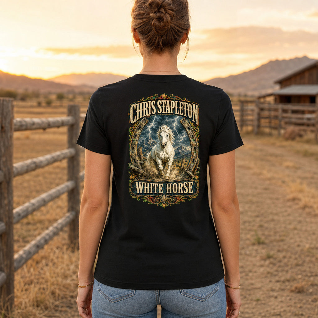 Chris Stapleton White Horse country music T-shirt women’s back fit