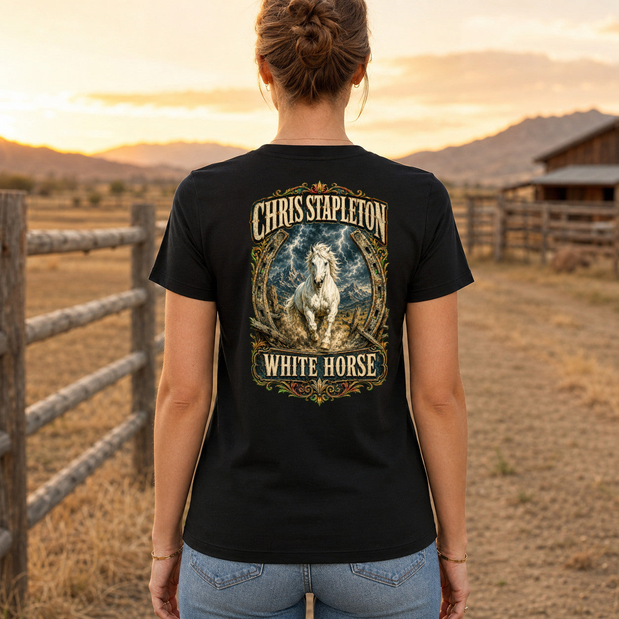 Chris Stapleton White Horse country music T-shirt women’s back fit