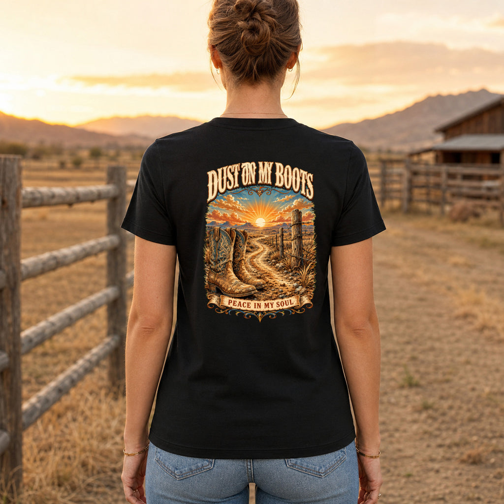 Dust on My Boots country T-shirt women's back fit