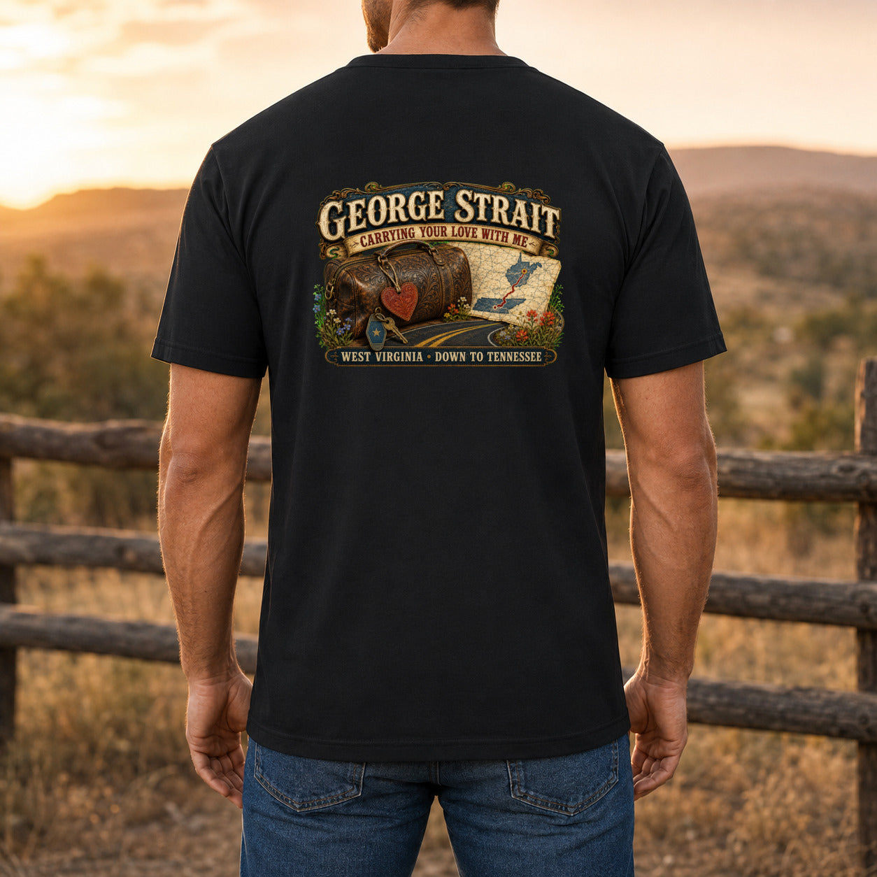 George Strait Carrying Your Love With Me Premium DTF T-Shirt men’s back fit showing DTF print