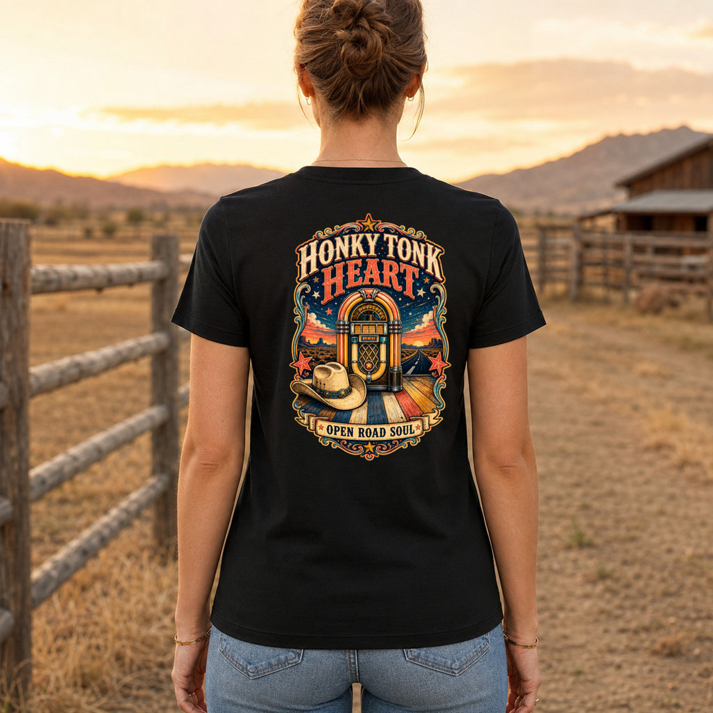 Honky Tonk Heart country T-shirt women's back fit