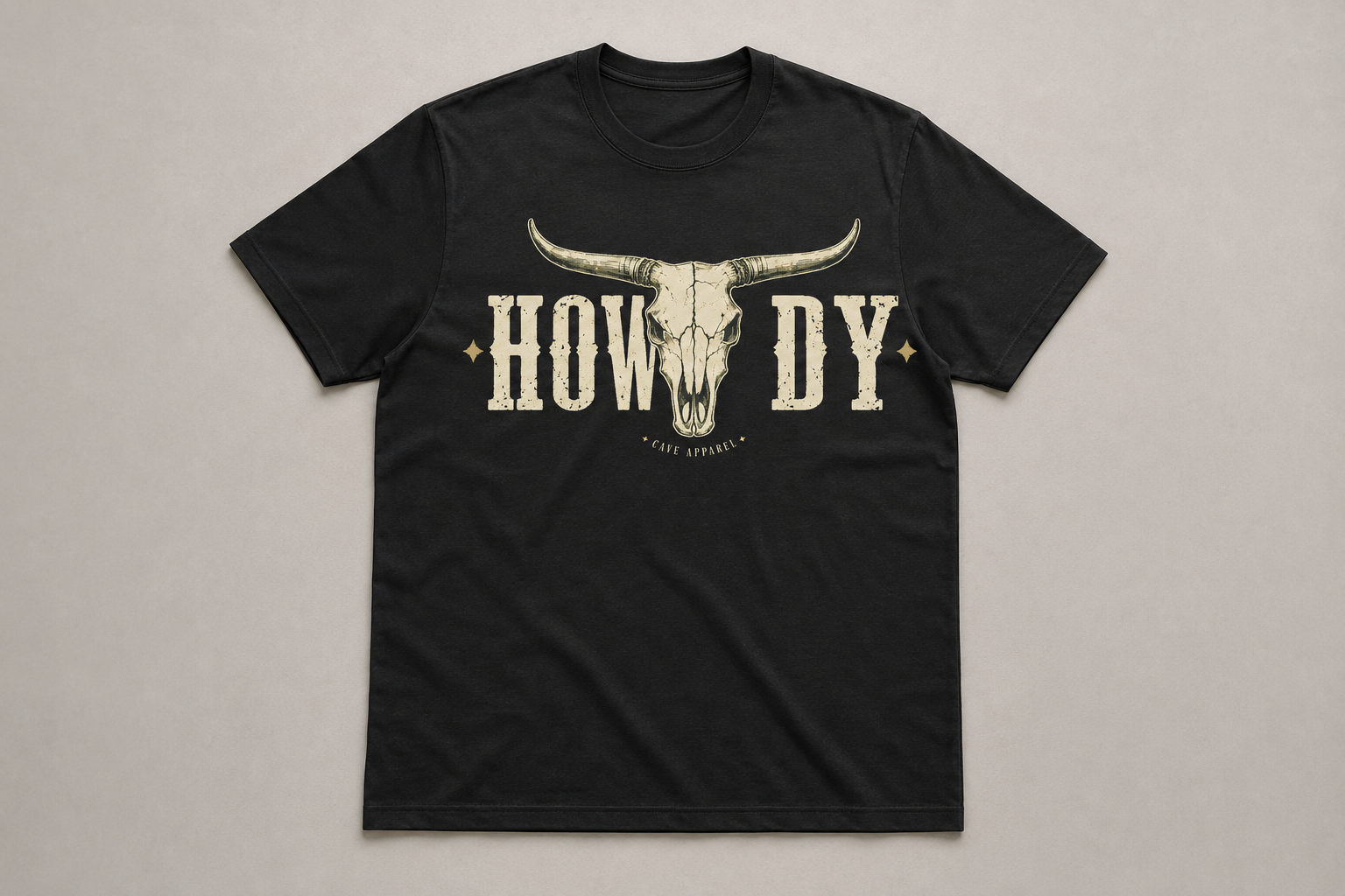 Howdy Longhorn Cave Apparel black T-shirt