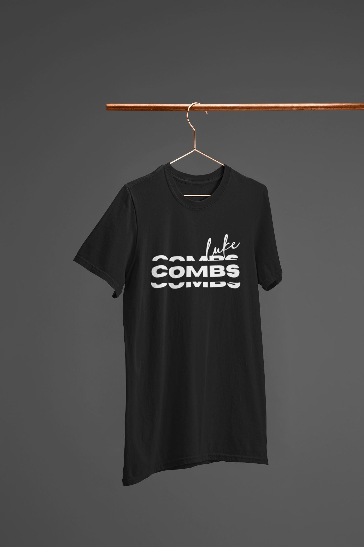 Luke Combs Shirt Retro Wavy Stacked Logo Country Music Merch Modern Western Graphic Tee Concert Outfit Nashville Trip Gift for Him Her