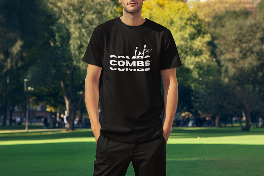 Luke Combs Shirt Retro Wavy Stacked Logo Country Music Merch Modern Western Graphic Tee Concert Outfit Nashville Trip Gift for Him Her