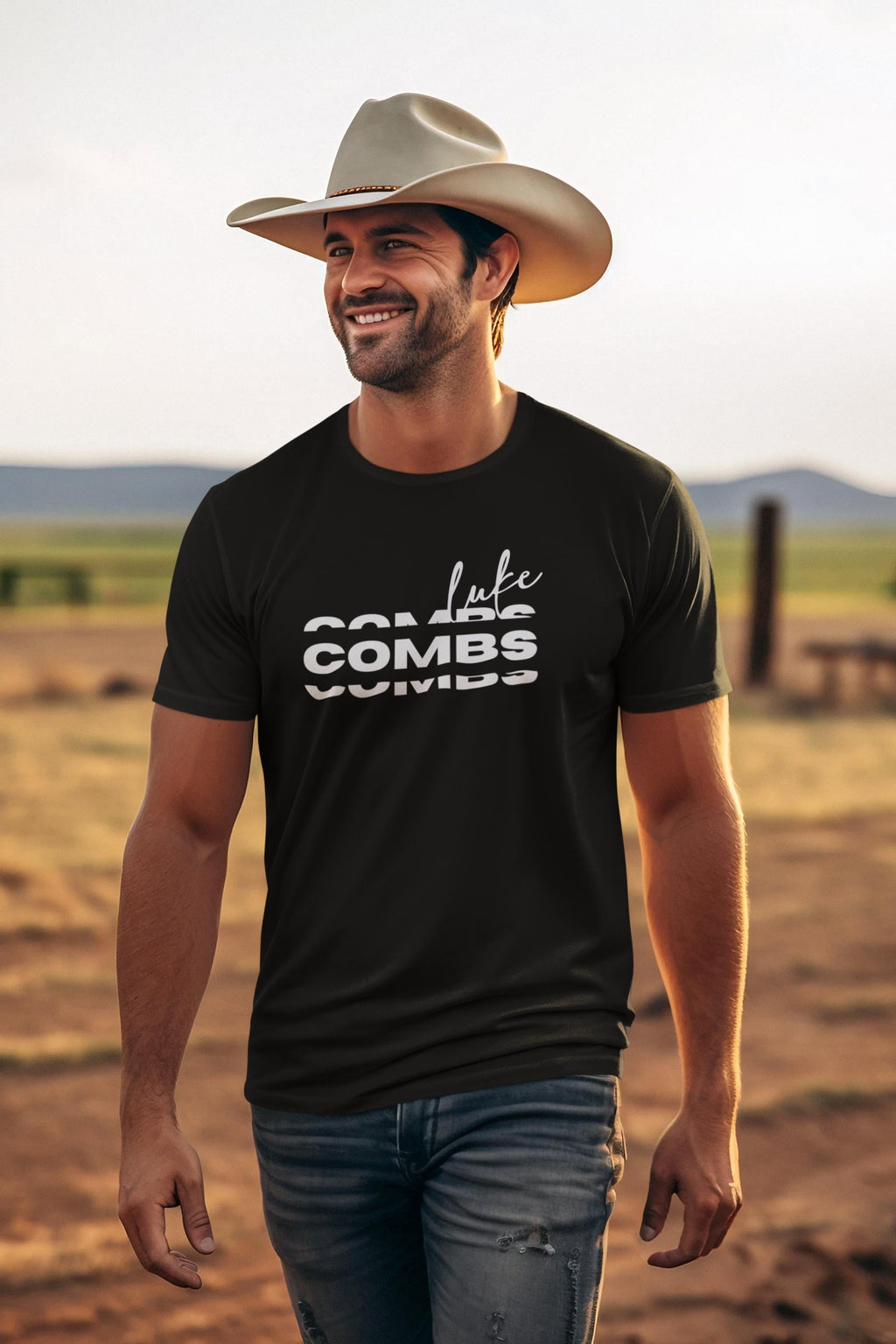 Luke Combs Shirt Retro Wavy Stacked Logo Country Music Merch Modern Western Graphic Tee Concert Outfit Nashville Trip Gift for Him Her