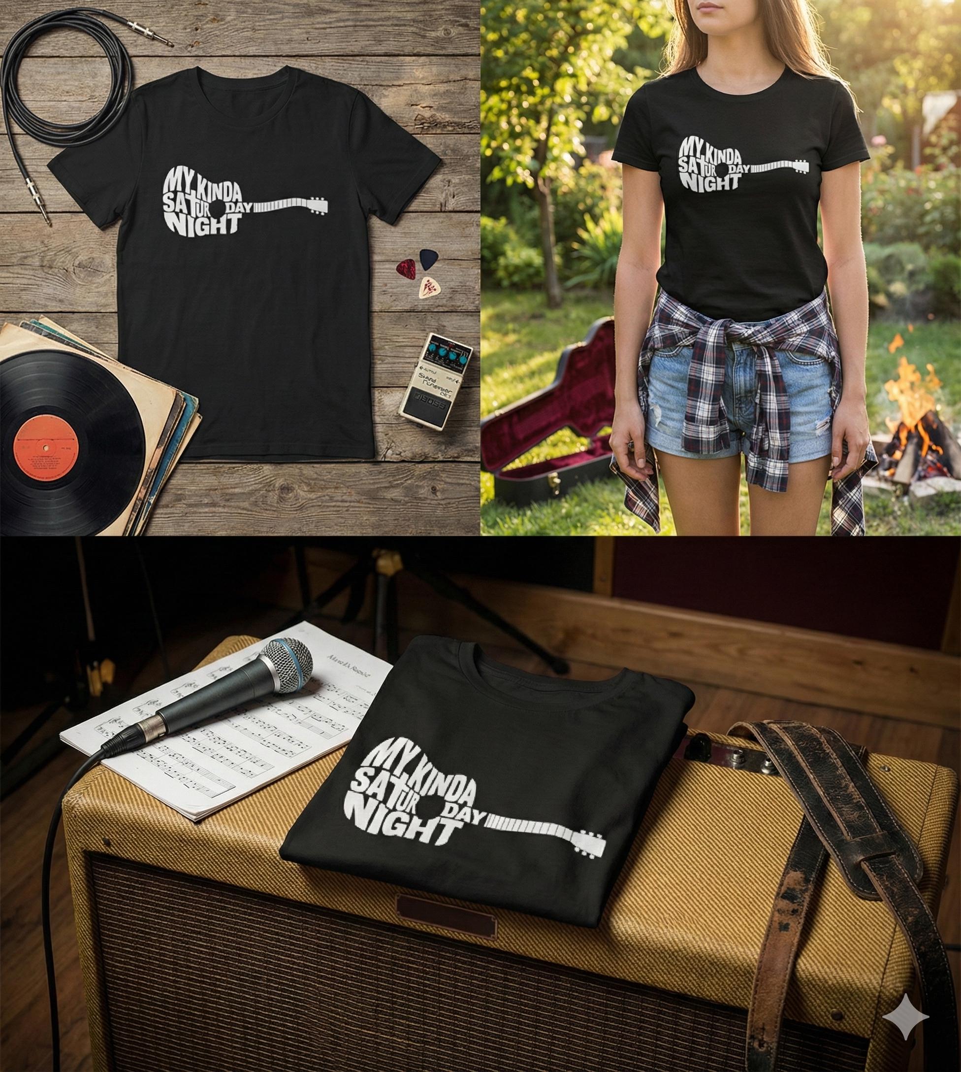 My Kinda Saturday Night Shirt Luke Combs Lyric Tee Guitar Shape Graphic Country Music Fan Gift Nashville Concert Outfit Western Party Top