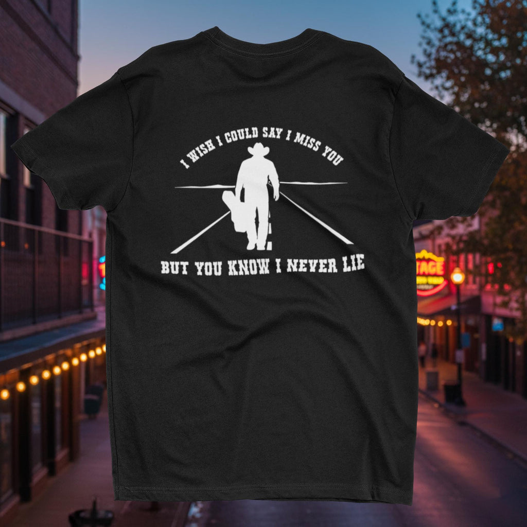 I Never Lie Shirt Zach Top Lyric Tee Country Music Fan Gift Cowboy Silhouette Graphic Top 90s Style Country Merch Sad Song Quote Shirt