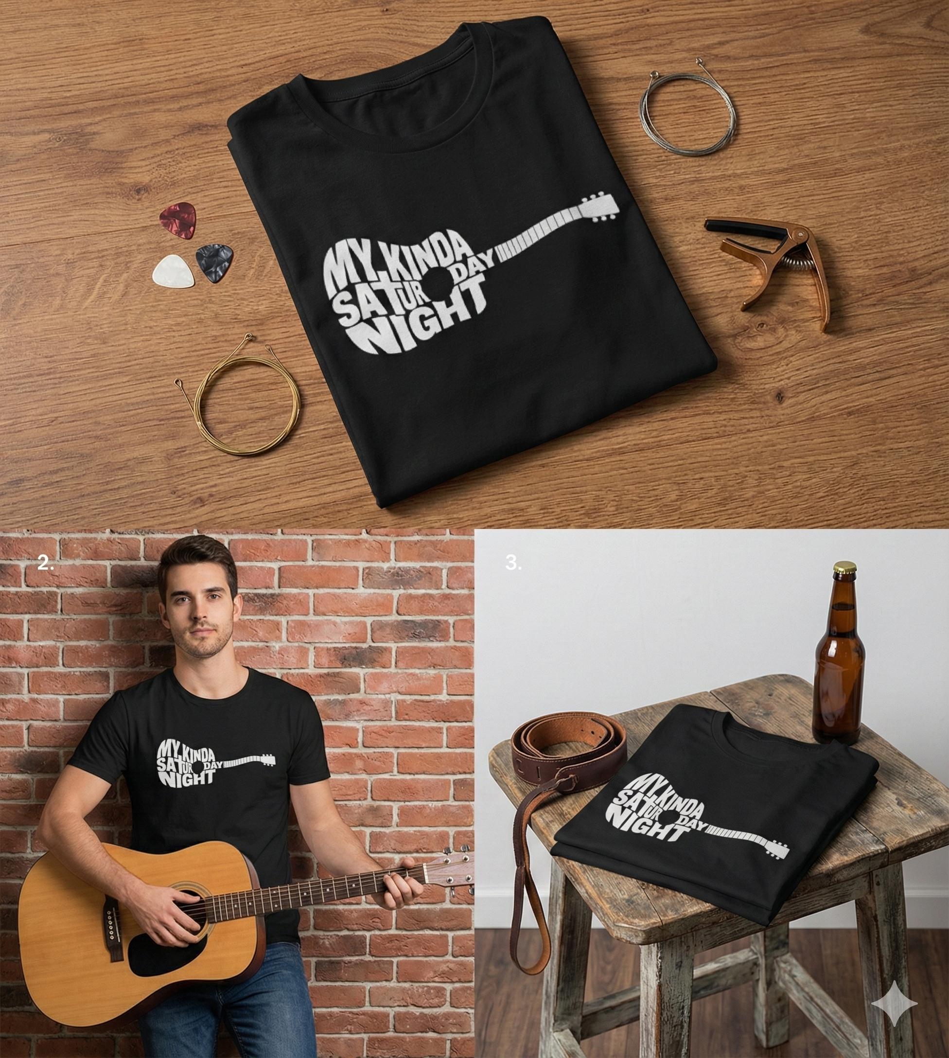 My Kinda Saturday Night Shirt Luke Combs Lyric Tee Guitar Shape Graphic Country Music Fan Gift Nashville Concert Outfit Western Party Top