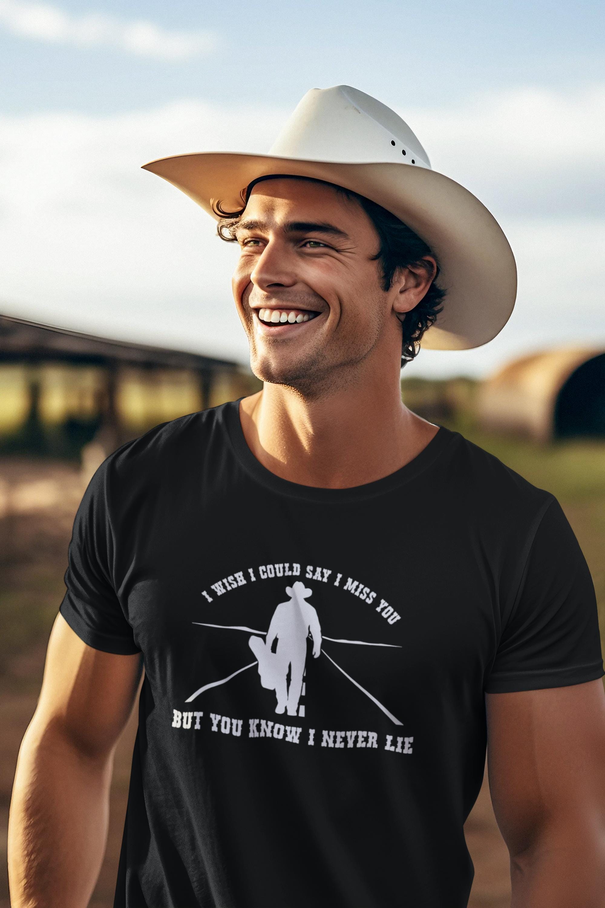 I Never Lie Shirt Zach Top Lyric Tee Country Music Fan Gift Cowboy Silhouette Graphic Top 90s Style Country Merch Sad Song Quote Shirt