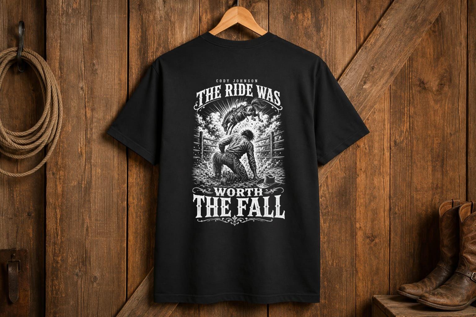 Cody Johnson The Ride Was Worth The Fall Shirt, Country Concert T-Shirt, Western Rodeo Graphic