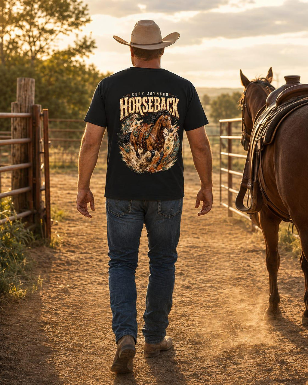 Cody Johnson Horseback T-Shirt, Western Country Concert Shirt, Cowboy Horse Back Print