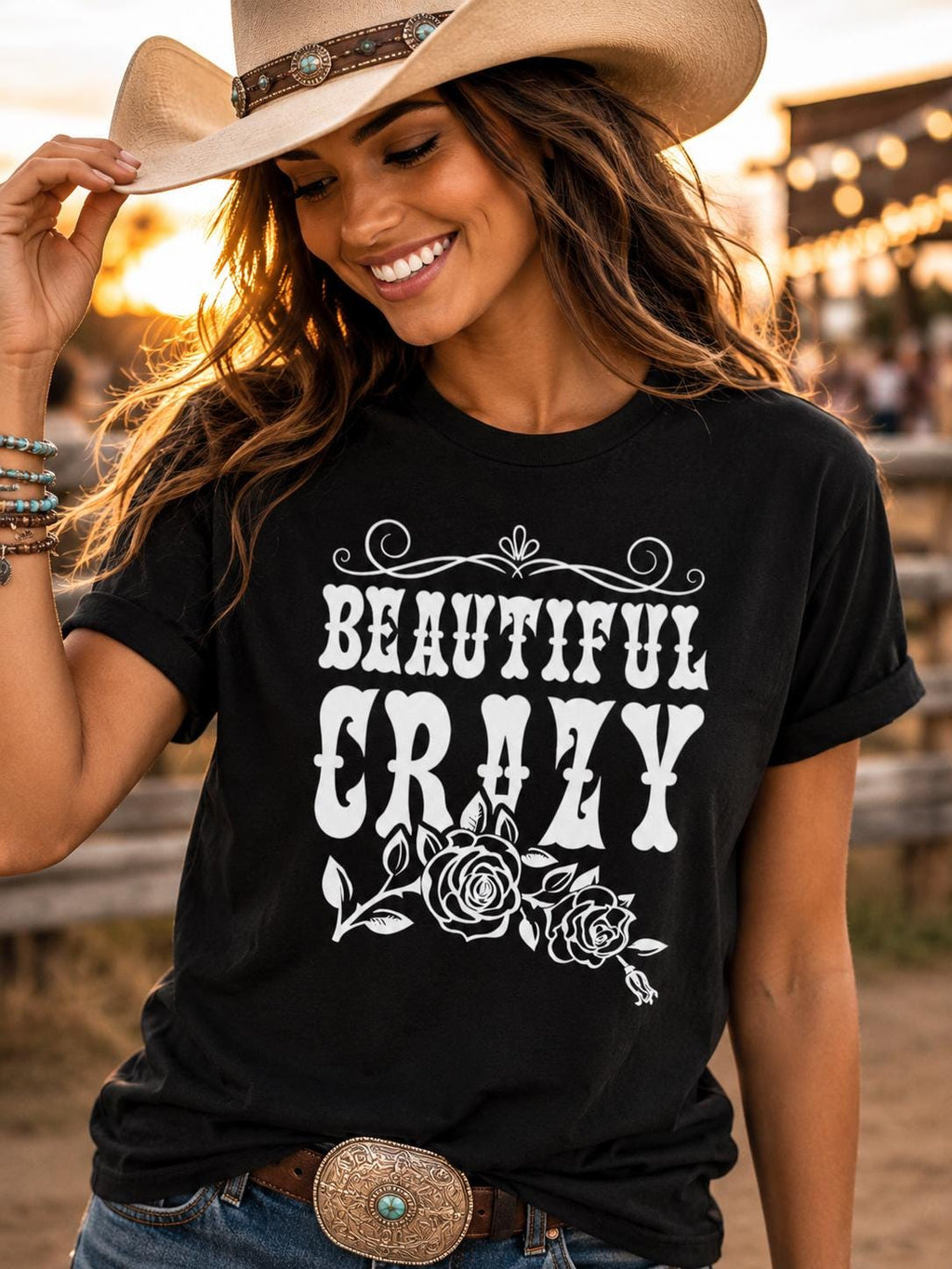 Luke Combs Beautiful Crazy Shirt | Floral Western Lyric Tee | Country Concert Shirt | Romantic Gift for Her | Cowgirl Western Tee