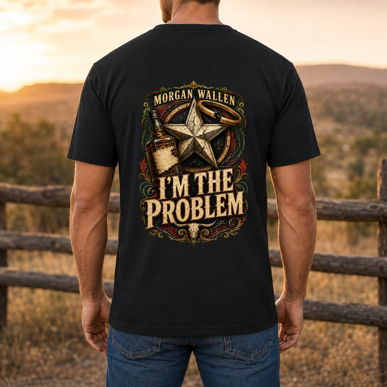 Morgan Wallen I’m the Problem Premium DTF T-Shirt men’s back fit showing DTF print