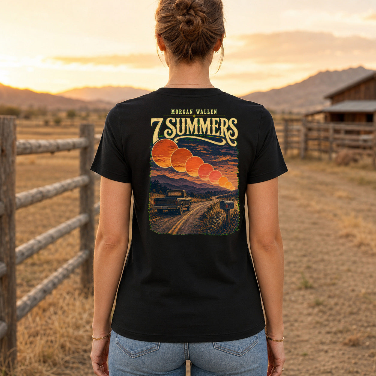 Morgan Wallen 7 Summers Premium DTF T-Shirt women’s back fit showing centred DTF print