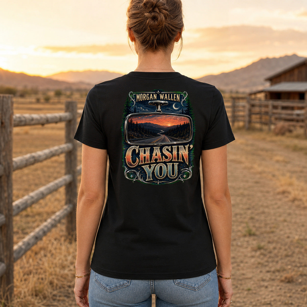 Morgan Wallen Chasin’ You Premium DTF T-Shirt women’s back fit showing centred DTF print