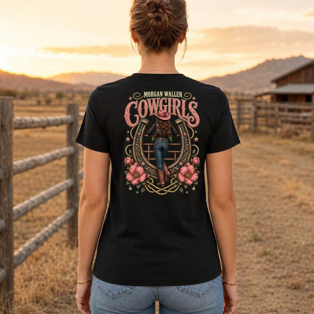 Morgan Wallen Cowgirls Premium DTF T-Shirt women’s back fit showing centred DTF print