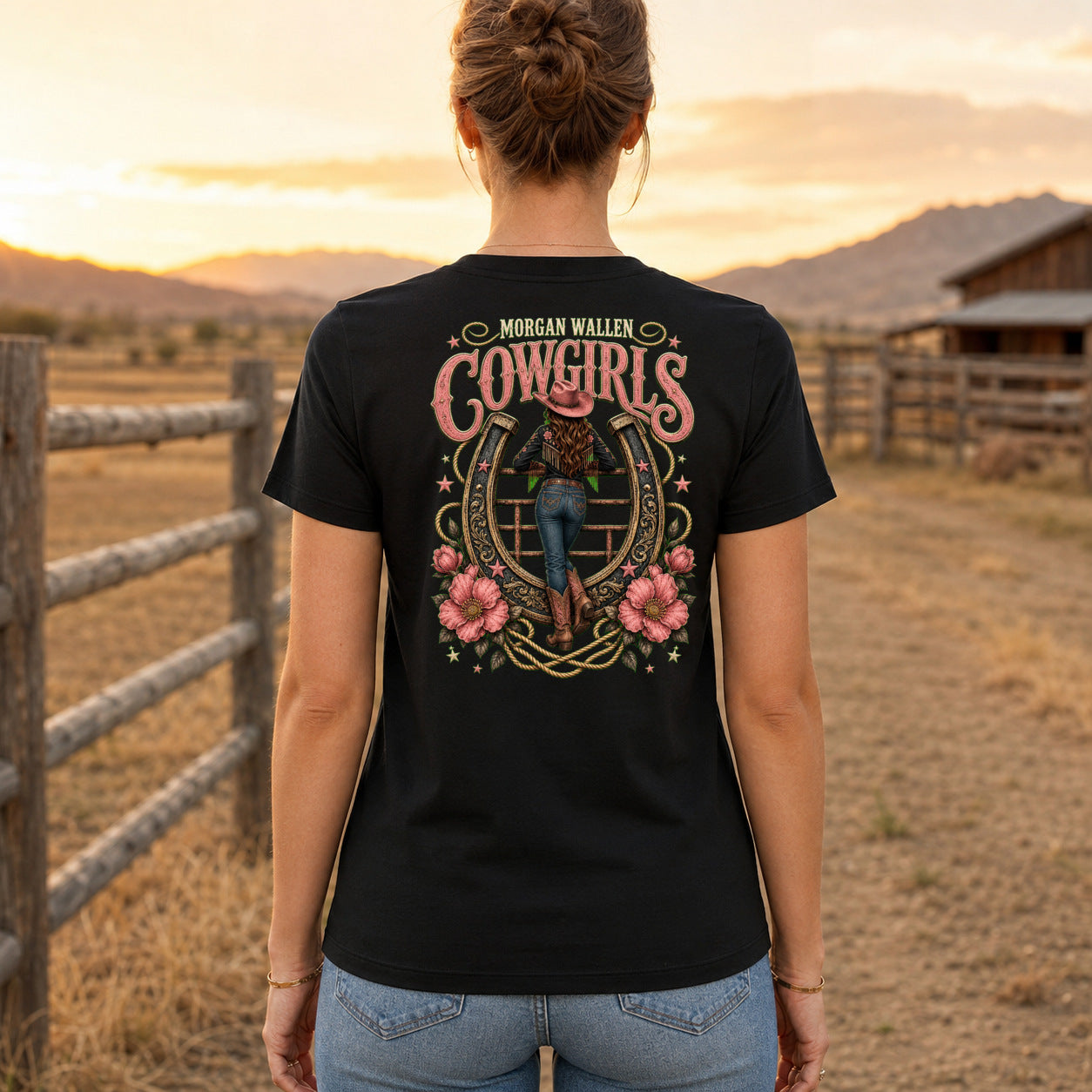 Morgan Wallen Cowgirls Premium DTF T-Shirt women’s back fit showing centred DTF print