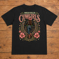 Morgan Wallen Cowgirls Premium DTF T-Shirt flat lay showing large back print