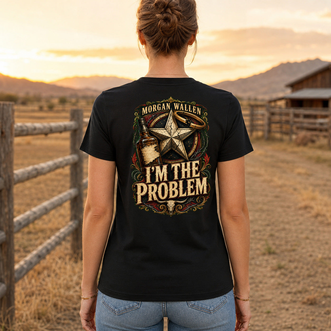 Morgan Wallen I’m the Problem Premium DTF T-Shirt women’s back fit showing centred DTF print