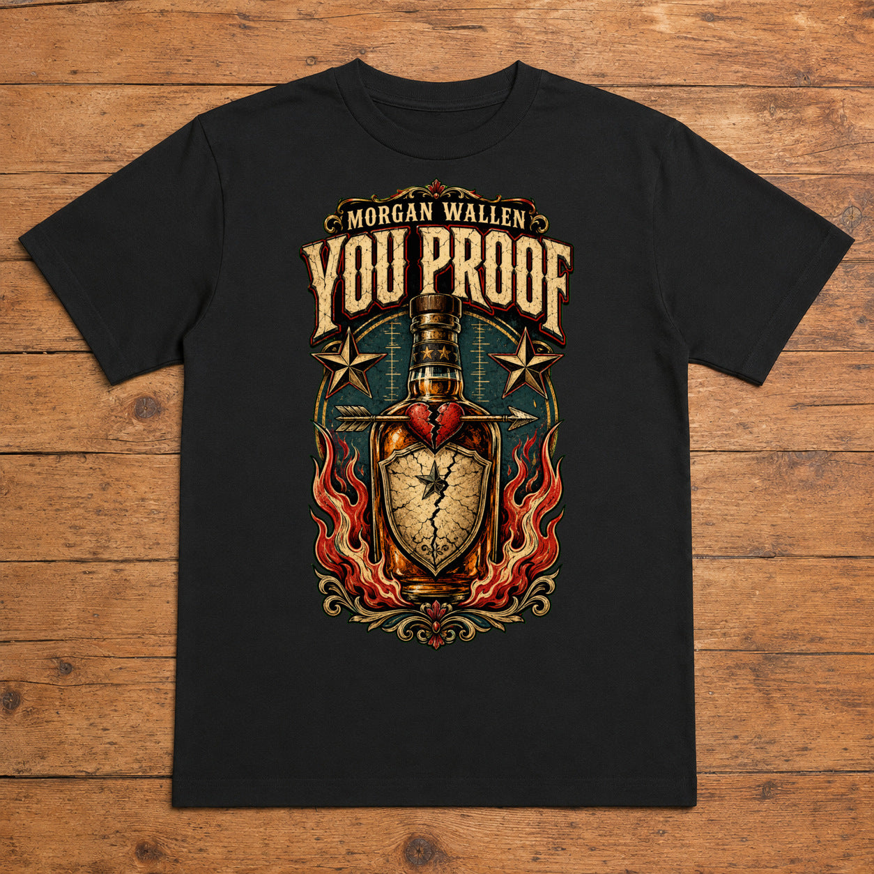 Morgan Wallen You Proof Premium DTF T-Shirt flat lay showing large back print