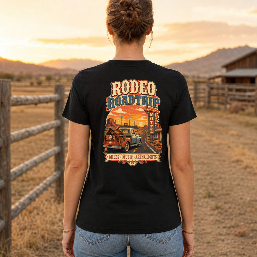 Rodeo Roadtrip country T-shirt women's back fit