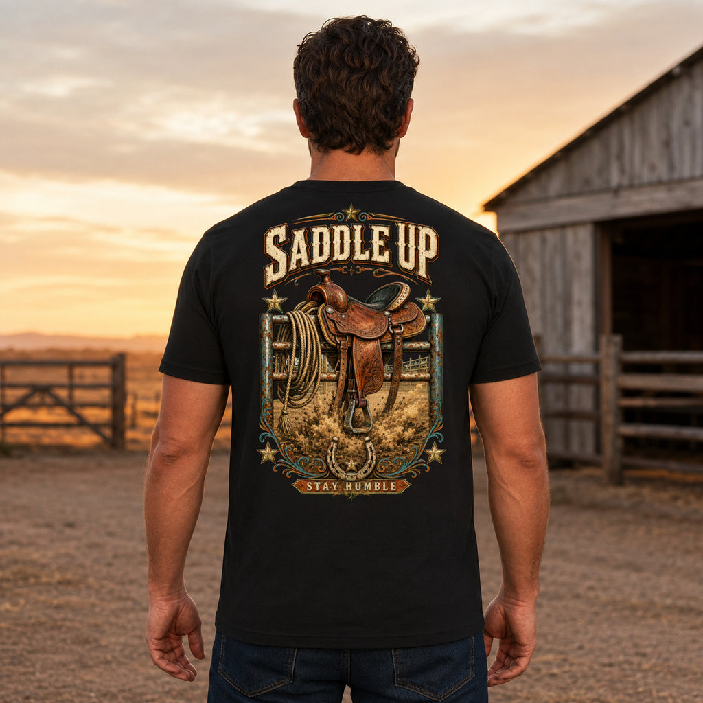 Saddle Up Stay Humble country T-shirt men's back fit
