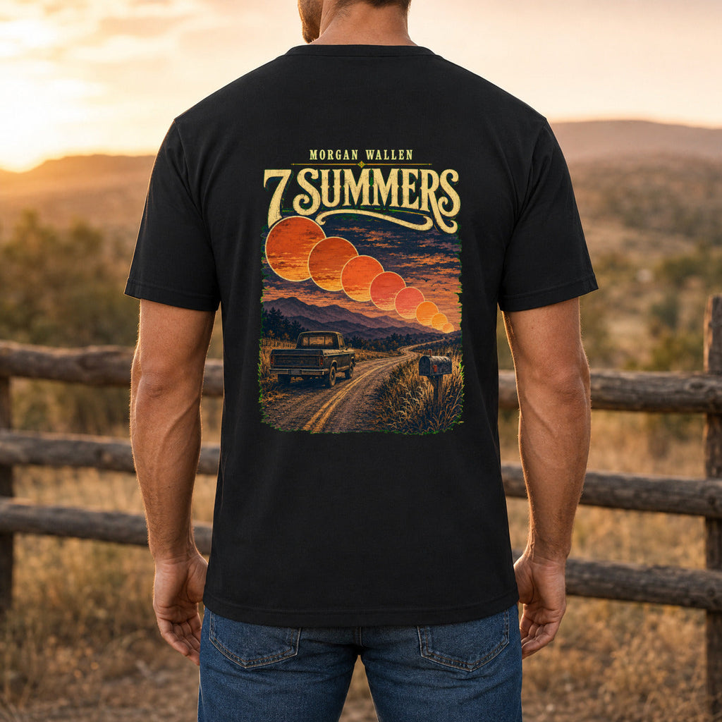 Morgan Wallen 7 Summers Premium DTF T-Shirt men’s back fit showing DTF print
