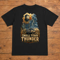 Small Town Thunder black small town country T-shirt flat lay with large back print